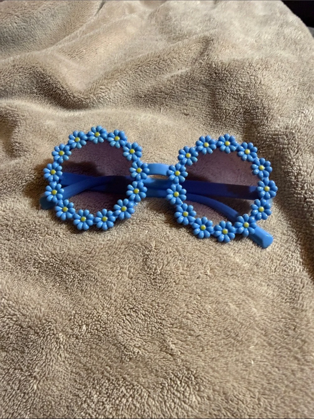 Kids Blue Floral Daisy Round Sunglasses